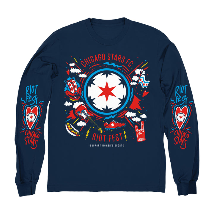 Chicago Stars FC x Riot Fest Long Sleeve T-Shirt T-SHIRT Chicago Red Stars Official Shop