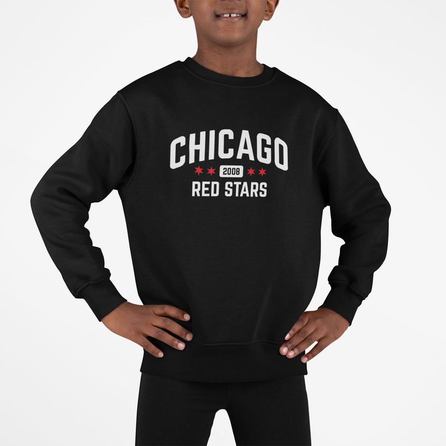 Chicago Red Stars Youth Black Crewneck Sweatshirt